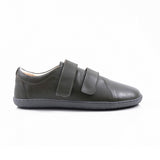 Step Ahead Pesso Dublin khaki leather barefoot shoe with dual velcro straps and a flexible rubber sole